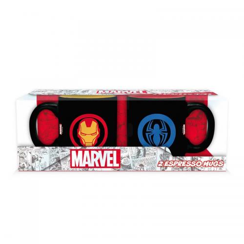 Set 2 Tazas espresso Spiderman & Iron Man Marvel